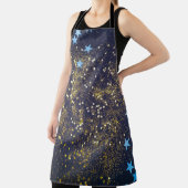 Tablier Parties scintillant dorée et étoiles bleues scinti (Insitu)