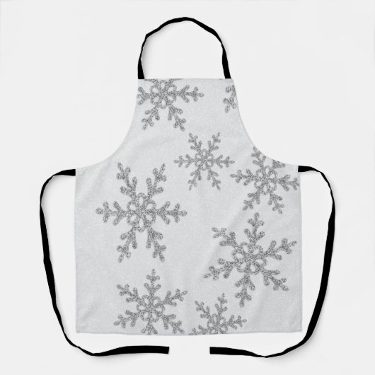 Tablier Parties scintillant en argent Snowflakes, Noël (Recto)