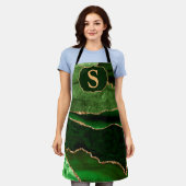 Tablier Parties scintillant en marbre foncé vert et or Mon (Porté)