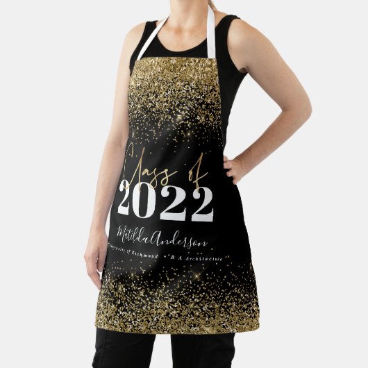 Tablier parties scintillant en or noir classe de graduatio (Insitu)