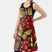 Tablier Parties scintillant en or noir et rouge Papillons (Insitu)