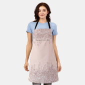 Tablier parties scintillant en or rose goutte girly texte  (Porté)