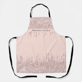 Tablier parties scintillant en or rose goutte girly texte  (Recto)