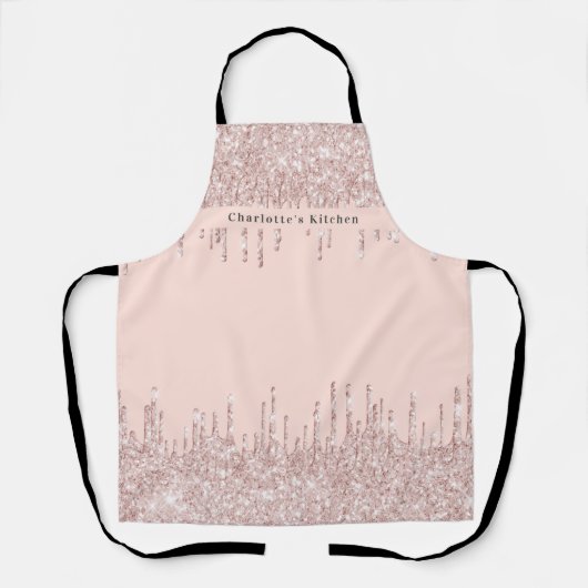 Tablier parties scintillant en or rose goutte girly texte (Recto)