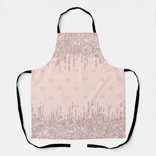 Tablier parties scintillant en or rose gouttes monogramme  (Recto)
