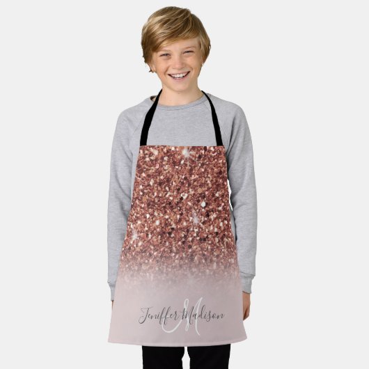 Tablier parties scintillant en or rose Nom personnalisé (Porté)