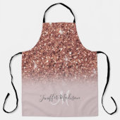 Tablier parties scintillant en or rose Nom personnalisé (Recto)