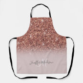 Tablier parties scintillant en or rose Nom personnalisé    (Recto)