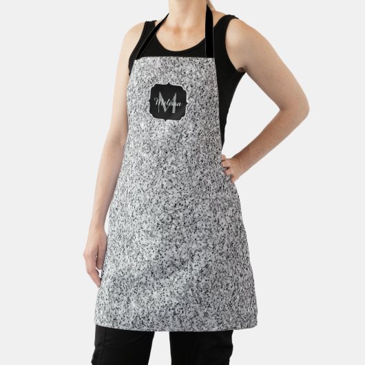 Tablier Parties scintillant gris argent scintille Monogram (Insitu)