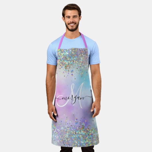 Tablier Parties scintillant holographique Rainbow Pastels  (Porté)