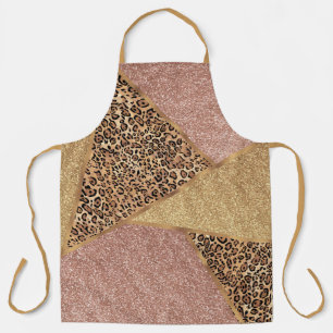 Tablier Parties scintillant Leopard de  rouge Rose géomé
