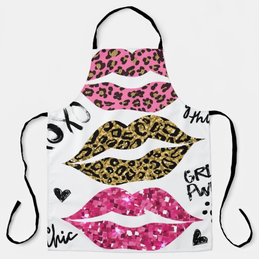 Tablier Parties scintillant Lips : Empreinte de léopard à (Recto)