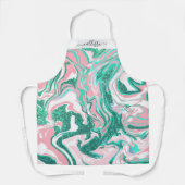 Tablier Parties scintillant moderne blanche rose Turquoise (Recto)