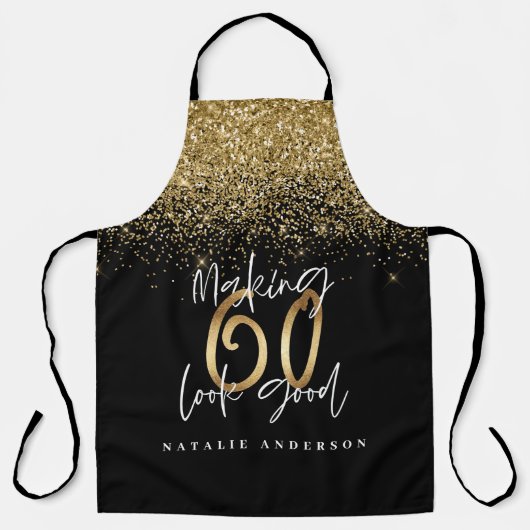 Tablier Parties scintillant moderne en or noir 60e anniver (Recto)