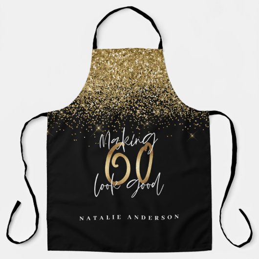Tablier Parties scintillant moderne en or noir 60e anniver (Recto)