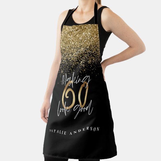 Tablier Parties scintillant moderne en or noir 60e anniver (Insitu)