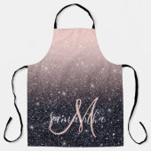 Tablier Parties scintillant moderne noire et rose Étincell (Recto)