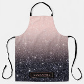 Tablier Parties scintillant moderne noire et rose Étincell (Recto)