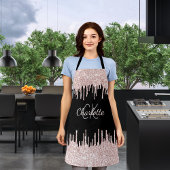 Tablier Parties scintillant noire gouttes rose or girly no