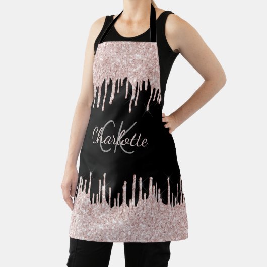 Tablier Parties scintillant noire gouttes rose or girly no (Insitu)