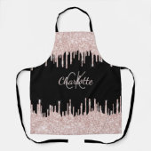 Tablier Parties scintillant noire gouttes rose or girly no (Recto)