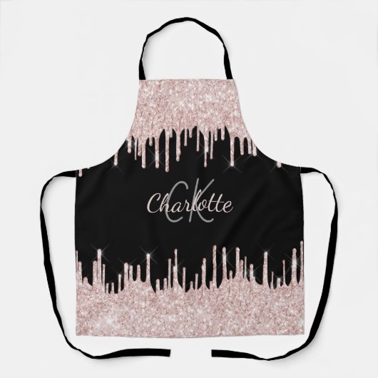 Tablier Parties scintillant noire gouttes rose or girly no (Recto)