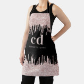 Tablier Parties scintillant noire gouttes rose or monogram (Insitu)