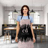 Tablier Parties scintillant noire gouttes rose or monogram