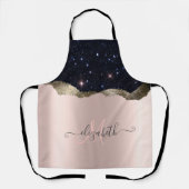 Tablier Parties scintillant noire moderne Rose or Monogram (Recto)