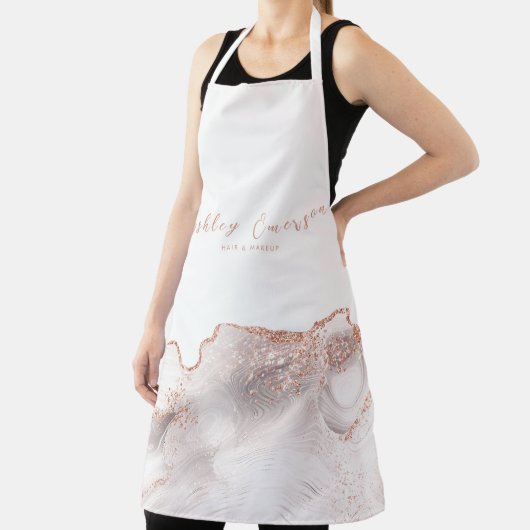 Tablier Parties scintillant or rose Agate Blanc (Insitu)