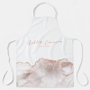 Tablier Parties scintillant or rose Agate Blanc