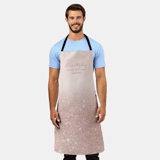 Tablier Parties scintillant or rose chic noir (Porté)