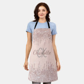 Tablier parties scintillant or rose goutte nom monogramme  (Porté)