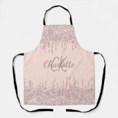 Tablier parties scintillant or rose goutte nom monogramme  (Recto)