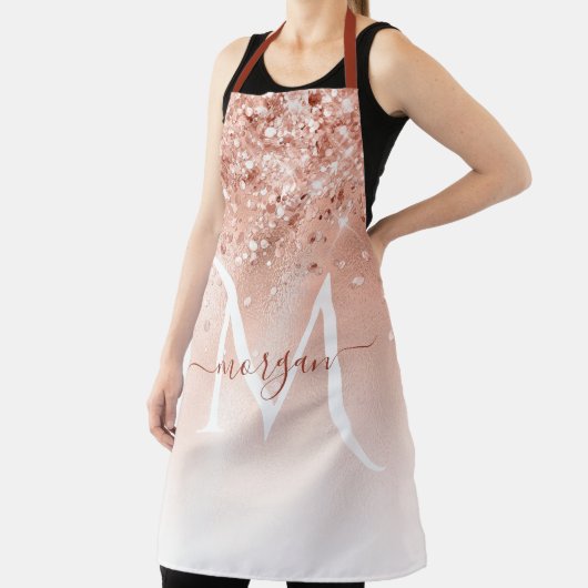 Tablier Parties scintillant Peach Rose or Monogramme (Insitu)