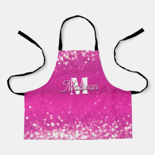 Tablier Parties scintillant rose chaud Bokeh Monogramme