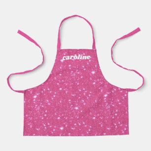 Tablier Parties scintillant rose chaud rétro Sparkle Nom p
