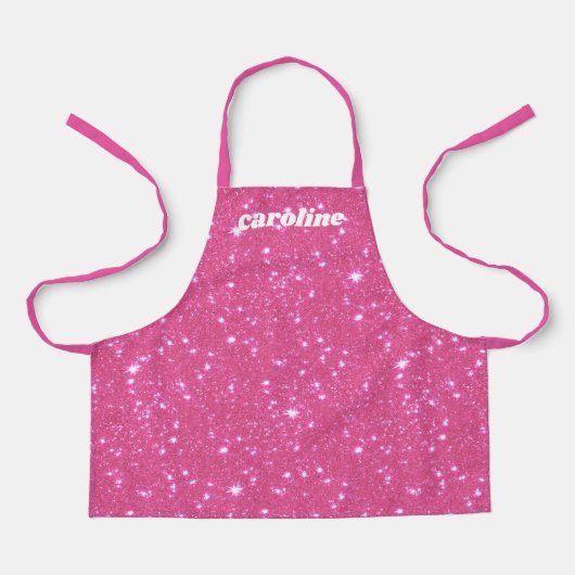 Tablier Parties scintillant rose chaud rétro Sparkle Nom p (Recto)