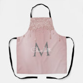 Tablier Parties scintillant rose gouttes Monogramme élégan (Recto)