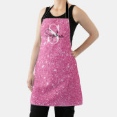 Tablier Parties scintillant rose moderne Monogramme Nom pe (Insitu)