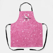 Tablier Parties scintillant rose moderne Monogramme Nom pe (Recto)