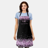 Tablier Parties scintillant rose noir monogramme nom initi (Porté)