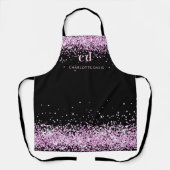 Tablier Parties scintillant rose noir monogramme nom initi (Recto)
