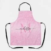 Tablier Parties scintillant rose Nom du script Monogramme (Recto)