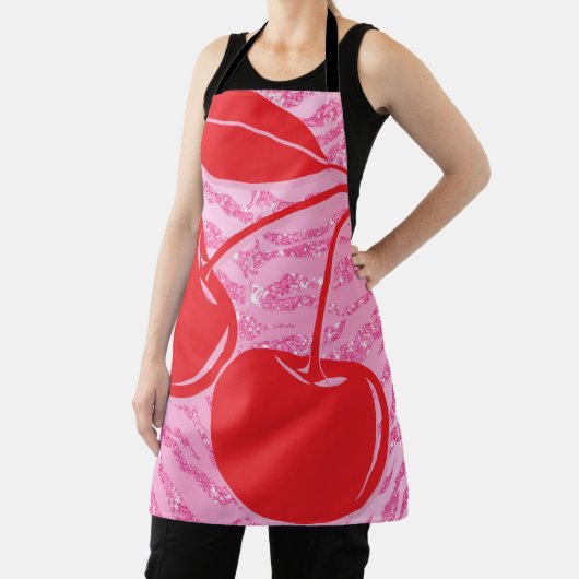 Tablier Parties scintillant rouge rose Zebra Cherries (Insitu)