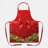Tablier Parties scintillant rouges avec Bow et ornements d (Recto)