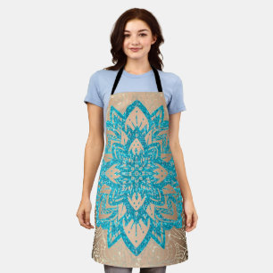 Tablier Parties scintillant turquoise Mandala 2