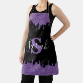 Tablier Parties scintillant violet et noir de monogramme A (Insitu)