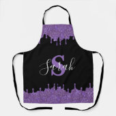 Tablier Parties scintillant violet et noir de monogramme A (Recto)