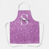 Tablier Parties scintillant violet moderne Monogramme Nom  (Recto)